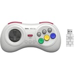 Rétrogaming-8bitdo Manette sans fils 8 boutons, couleur Blanche/White compatible sur Switch, Sega Genesis mini & Mega Drive mini