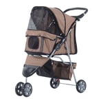 Pet Travel Stroller Cat Dog Pushchair Trolley Puppy Jogger Carrier Three Wheels for Small Miniature Dogs
