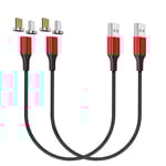 Gen10 Micro USB & USB-C Câble de Charge Rapide Magnétique Tressé en Nylon avec Del latérale Compatible avec Périphérique Android (0.3m/2 Paquet Rouge)