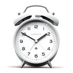 NEWGATE ® Charlie Bell Echo Alarm - Petit Réveil de Chevet Contemporain - Accessoires de Chambre - Réveils - Accessoires de Bureau - Horloge de Chevet - Chiffres Arabes (Blanc)