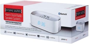 Groov-e Alarm Clock Radio w USB Charger & Bluetooth Speaker - White, Sound Curve