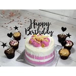 Covering All Occasions Glitter Cake Topper Set, Cake Decoration Happy Birthday Stars Heart for Man Boys Women Girls Theme Birthday Party Decor | 12 Colours