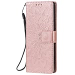 KKEIKO Sony Xperia 5 Case, Sony Xperia 5 Flip Leather Wallet Case Notebook Style, Sun Flower Design Shockproof Cover for Sony Xperia 5 - Pink #2