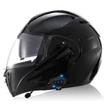 Bluetooth Casques Moto intégrés,Anti-Glare Full Face Modulable Double visières modulaire vélo Casques Motorcross Intercom Casque ECE Homologué J,M