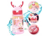 Vattenflaska/Flaska Med Sugrör Och Nyckelband För Barn 500 - 600 Ml Rosa