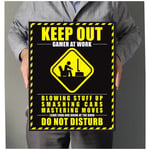 GLOSSY Poster Keep Out Gamer At Work Do Not Disturb Gaming Sign Wall Art Display