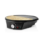 Ex-Pro Crepe Maker, Electric 30cm Crepe and Pancake Maker with Non Stick Plate, Adjustable Temperature, Batter Spreader and Spatula, 1200W - Black