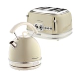 Dome Kettle and 4 Slice Toaster Set, Vintage Syle, Cream, Ariete