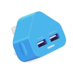 ameego Dual 2AMP/2000mAh Rapid Double Speed Universal USB Charger With Smart IC UK Plug For iPhone/iPad/iPod/Samsung Galaxy Tab/HTC/Windows Phone/Tablet & USB Socket Devices - Blue