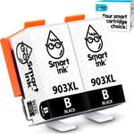 Smart Ink Compatible Ink Cartridge Replacement for HP 903 903XL High Yield 2 Black Pack with Advanced Chip Technology to use with HP Officejet 6950 All-in-One Officejet Pro 6960 6970 All-in-One