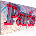 Billede - Red Paris (5 dele) Narrow - 200 x 80 cm - Premium Print