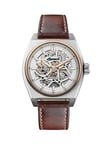 Ingersoll 1892 The Vert Automatic Mens Watch with White Dial and Brown Leather Strap - I14302, Brown, Men