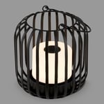 BRILONER - Mini lampe de table LED sans fil avec panier en métal, lampe de chevet dimmable tactile, lampe de bureau, lampe de table extérieur & intérieur, lumière blanche chaude, 9x10 cm, noir