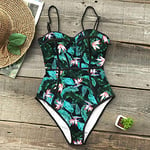 TAYIBO Womens Summer Beach Strapless Swimsuit,Sexy One-Piece Swimsuit, Ladies Printed Swimsuit, Beach Wear-CU19327D2_S
