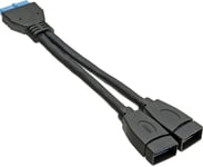 Fuj:tech USB 3.0 Adapter Cable, Internal 2x USB A Female to Mainboard Header -adapteri