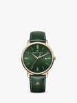 Maurice Lacroix EL1118-PVP01-610-1 Unisex Eliros Date Leather Strap Watch, Green/Gold