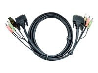 Aten 2L-7D02ui - Video/Usb/Ljud-Kabel - Usb, Mini-Phone Stereo 3.5 Mm, Dvi-I (Hane) Till Mini-Phone Stereo 3.5 Mm, Usb Typ B, Dvi-I (Hane) - 1.8 M - För Aten Cs1768