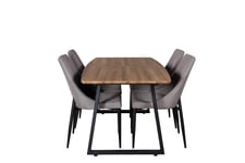 Venture Design Inca & Leone matgrupp Natur/grå 4 st stolar & bord 160 x 85 cm