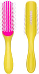 Denman Curly Hair Brush D3 (Honolulu Yellow) 1 Count (Pack of 1), Yellow/Pink 