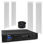 Outdoor Column Wall Speakers and 4 Zone 100v Mixer Amplifier PA System (4x OCS5)
