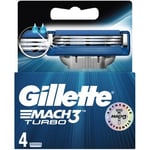 Pack 4 Lames GILLETTE MACH3 TURBO Recharge Rasoir Rasage Lot Gilette Mach 3 NEW*