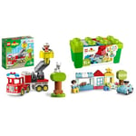LEGO 10969 DUPLO Town Fire Engine Toy for Toddlers 2 Plus Years Old, Truck with Lights and Siren & 10913 DUPLO Classic Brick Box Building Set with Storage, Toy Car, Number Bricks and More