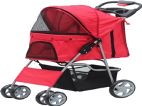 PAWISE Pet Stroller with 4 wheels-Red