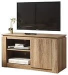 GFW Wooden 3D Design Compact Entertainment, Media Stand Cabinet with Rear Cable Entry for Max 90 Inch TV, Wood, Oak, 108 x 45 x 59.5 cm