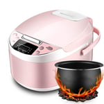 3-in-1 multi-function rice cooker, slow cooker, steamer, cake pan, rice cooker with delay timer and automatic heat preservation function, pink 3 liters