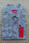 New Hugo BOSS men grey extra slim casual smart suit army camouflage shirt MEDIUM