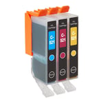 3 C/M/Y Ink Cartridges to replace Canon CLI-521 non-OEM / Compatible for PIXMA