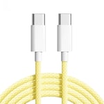 NÖRDIC 1m USB 2.0 USB-C til C-kabel for iPhone 15/15 Pro/15 Plus/15 Pro Max 2,4A 480Mbps 60W gul