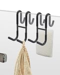 NACETURE Double Shower Door Hooks - 2 Pack Shower Hook Over The Door Towel Hook for Frameless Glass, Bathroom Hooks for Shower Squeegee Rack, Robe, Organize