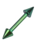 Rak Grön Ögonbrynspiercing med Spike Kulor - 1,2 x 8 mm