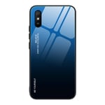 VGANA Case Compatible for Xiaomi Redmi 9AT, Slim Scratch-Resistant Gradient Glass Phone Shell, Stylish TPU Soft Silicone Anti-Fall Cover. Blue/black
