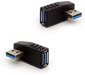 USB 3.0 Adapter 90 Degree Right Angled USB Connector Type A Male to Female Extender Plug 2Pcs(Left Angle and Right Angle Included)