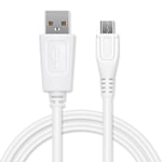Câble USB pour TomTom Via 62, Via 52, Via 135, 400, GO 510 (2013) 520 (2016) 5200, GO 610 6100, GO 620 - 1m Fil charge data 1A blanc cordon PVC