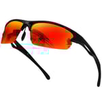 KANASTAL Lunettes de Soleil Sport Polarisées Lunette de Soleil Homme et femme UV400 pour Cyclisme Pêche Alpinisme Randonnée Golf TR90 Rouge orange et Noir