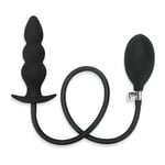 Me You Us Inflatable Beaded Butt Plug Black Silicone Ribbed Anal Gape Pump