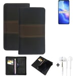 Wallet Case + headphones for Oppo Find X3 Lite Protective Cover Brown