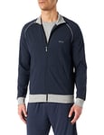 BOSS Mens Mix&Match Jacket Z Stretch-Cotton Jacket with Logo and Piping Blue