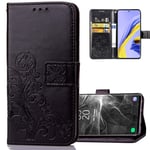 COTDINFORCA Sony Xperia L4 Case Wallet Bookstyle Pu Leather Flip Magnetic Strap Stand Case for Girls Retro Lucky Clover Design Shockproof Slim Cover For Sony Xperia L4 Clover Black SD