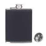 8oz Hip Flask Set Stainless Steel Pocket for Liquor and Funnel, 18/8 Alcohol Liquor Flask with Black Leather Cover for Discrete Shot Drinking of Whiskey Rum Vodka Gift for Men and Women