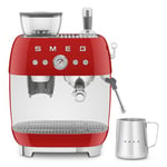 Smeg EGF03RDUK Espresso Coffee Machine, 20 Bar Pump, 2.4L, 1650W with Grinder, Red