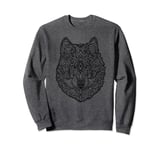 Wild Wolf Dog Face Native American Indian Henna Pattern Tee Sweatshirt