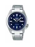Seiko Sport Blue Date Dial Stainless Steel Bracelet Watch, Silver, Men