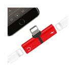 Adaptateur Ecouteur rouge pour iPhone X, 8 et 7, 8 Plus 7 Plus 2 en 1 8 broches Lightning 5V 1A ?coute Appel Audio Convertisseur ?couteur Adaptateur,