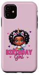 Coque pour iPhone 11 La fille d'anniversaire Princesse Melanin Afro Licorne