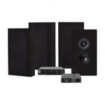 Dynavoice CA802BT, SC4B &amp; 2 par mattsvarta DLS Flatbox Midi
