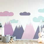 Ambiance Stickers Muraux Enfants Décoration Chambre Bébé - Autocollant Sticker Mural Adhesif Géant Montagnes Scandinaves Simka - H60 x L90 cm